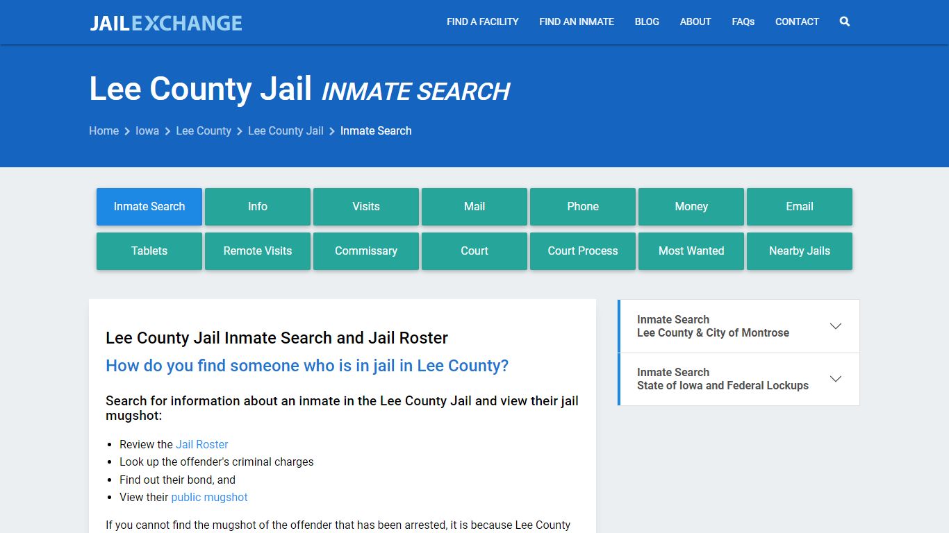 Inmate Search: Roster & Mugshots - Lee County Jail, IA